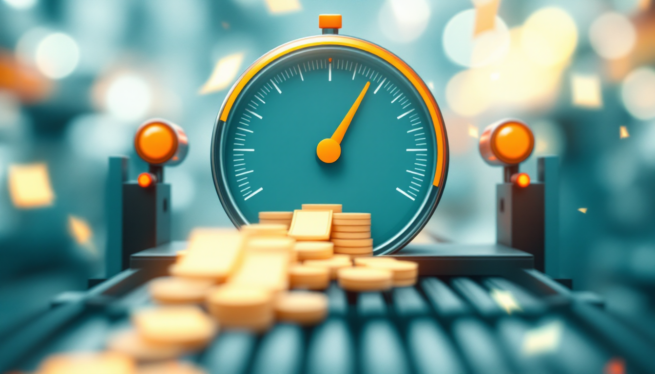 A confidence gauge above a sorting gate with tokens flowing through, illustrating Jev's typed decisions and confidence scores