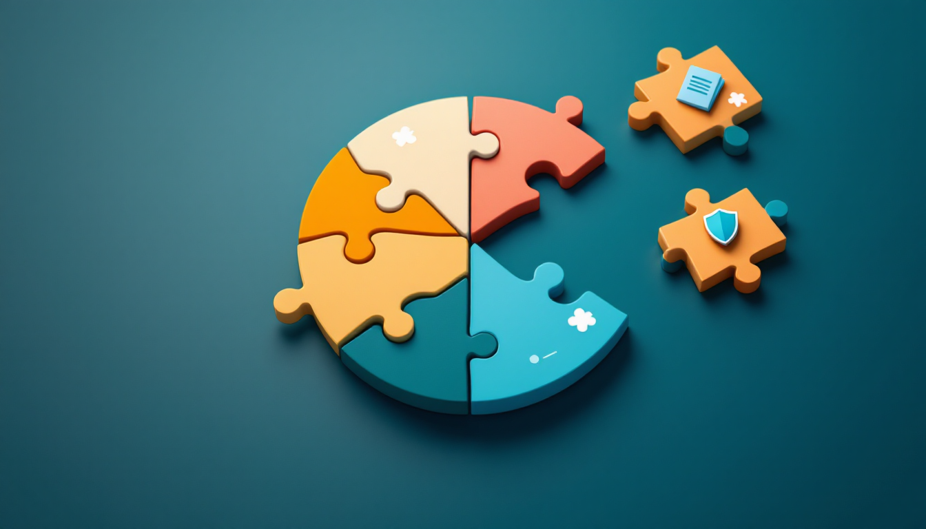 Pie chart made of jigsaw pieces with two pieces set apart, representing the line items missing from a 2027 IT budget